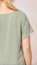 Load image into Gallery viewer, Sage Rolled Sleeve Top
