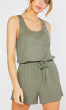 Load image into Gallery viewer, Olive Ribbed Knit Romper