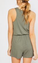 Load image into Gallery viewer, Olive Ribbed Knit Romper