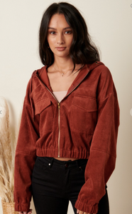 Rust Corduroy Crop Jacket