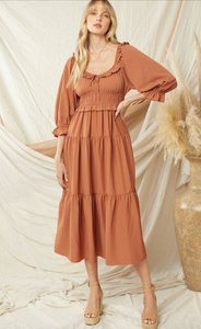 Astrid Tobacco Midi Dress