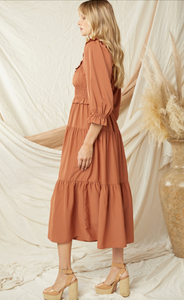 Astrid Tobacco Midi Dress