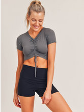 Load image into Gallery viewer, Gray Cinch Cropped Top