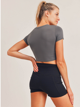 Load image into Gallery viewer, Gray Cinch Cropped Top