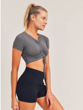 Load image into Gallery viewer, Gray Cinch Cropped Top