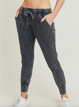 Load image into Gallery viewer, Mineral Wash Black Terry Joggers