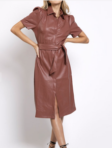 Morgan Vegan Leather Midi Dress