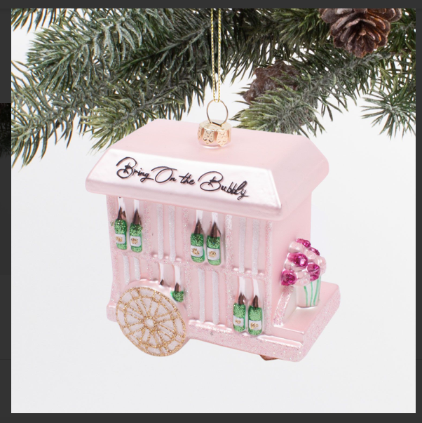 Bubbly Cart Glass Ornament