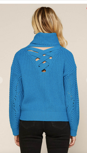 Criss Cross Back Blue Sweater