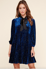 Load image into Gallery viewer, Bridget Blue Velvet Dress