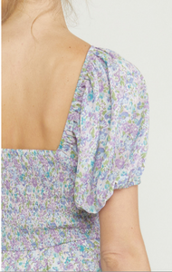 Skylar Blue Floral Tiered Dress