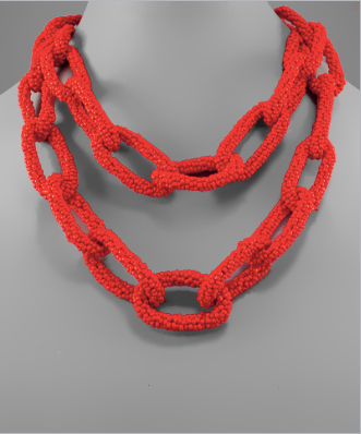 Red Link Bead Necklace