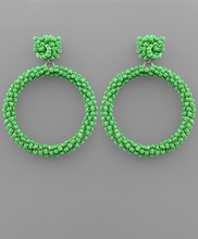 Load image into Gallery viewer, Lime Beaded Hoop Earrings