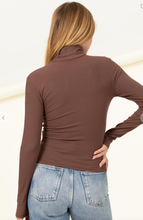 Load image into Gallery viewer, Brown Cinched Turtleneck Top