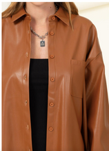 Load image into Gallery viewer, All That Brown Leather Shacket