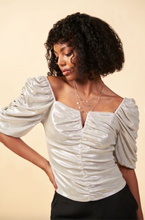 Load image into Gallery viewer, Metallic Silver Ruched Top