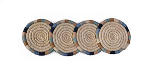 Color Blocked Ring Raffia Coasters, Set of 4