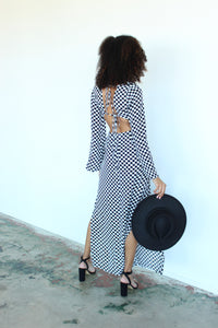 Checker Cutout Maxi Dress