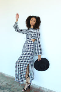 Checker Cutout Maxi Dress