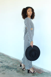 Checker Cutout Maxi Dress