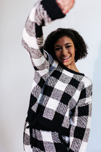 Buffalo Plaid Teddy Lounge Sweater