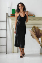 Load image into Gallery viewer, Black Midi Slip Dress