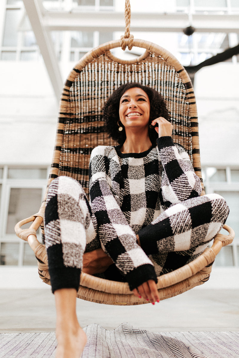 Buffalo Plaid Teddy Lounge Sweater