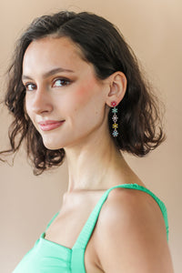 Multi Flower Rhinestone Earrings