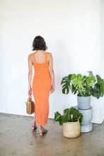 Load image into Gallery viewer, Orange Square Neck Ribbed Dress
