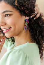 Load image into Gallery viewer, Iridescent Square Statement Earrings