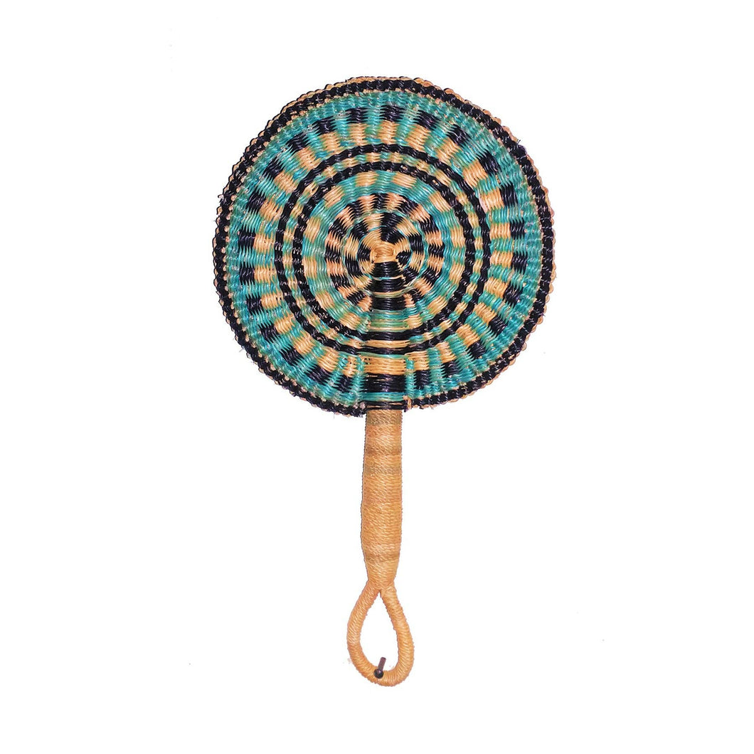 Teal Round Hand Fan
