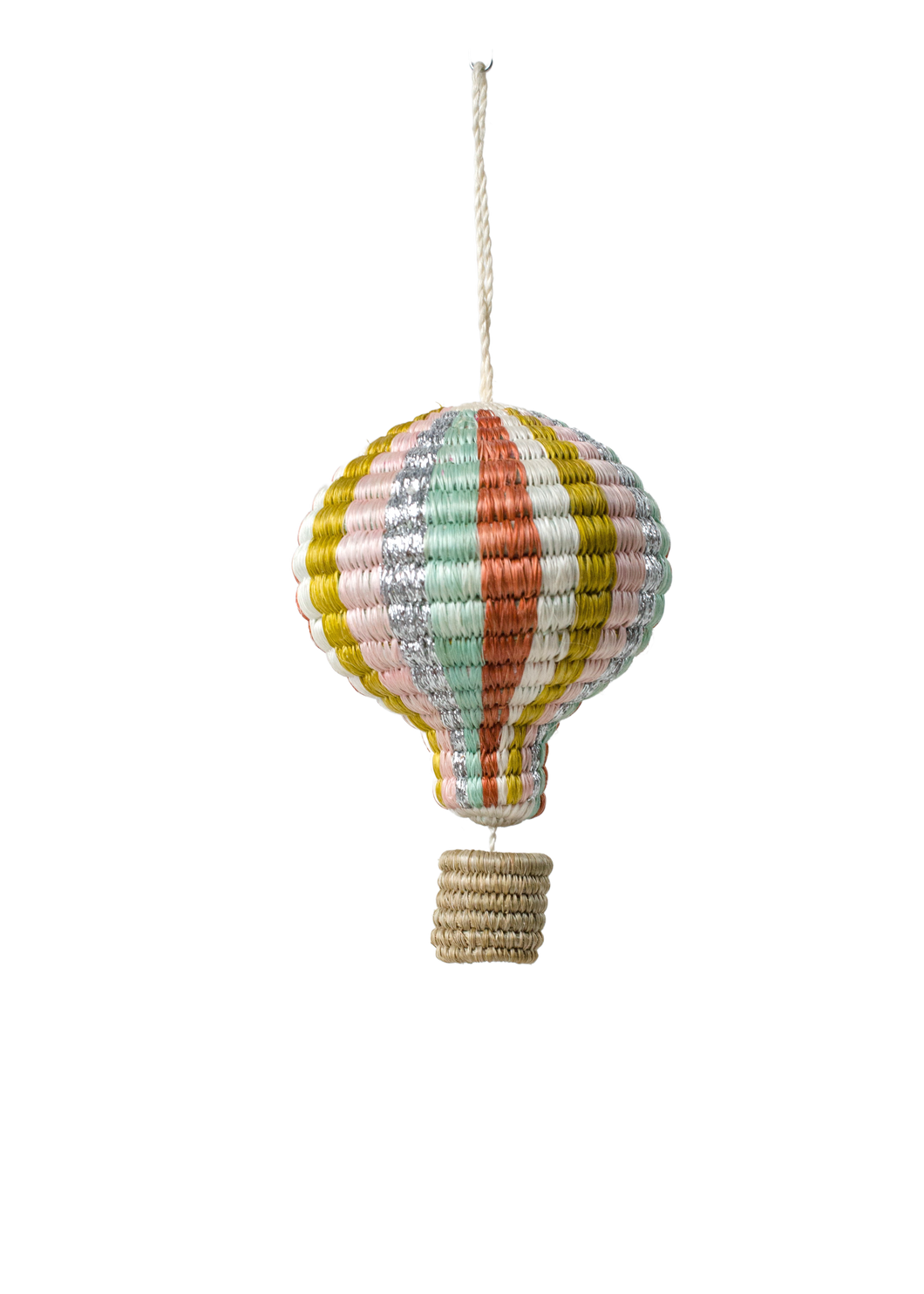 Striped Jewel Toned Hot Air Balloon Ornament
