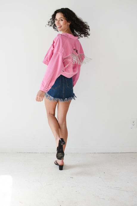 Nashville Rhinestone Fringe Pink Jacket