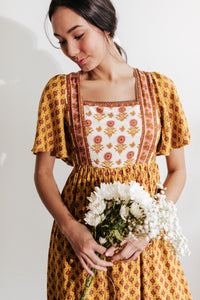 Golden Poppy Print Dress