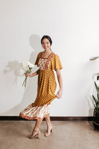 Golden Poppy Print Dress