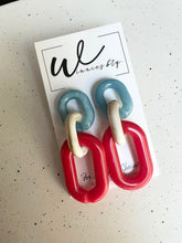 Load image into Gallery viewer, Red White &amp; Blue Link Earrings