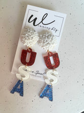 Load image into Gallery viewer, USA Glitter Earrings