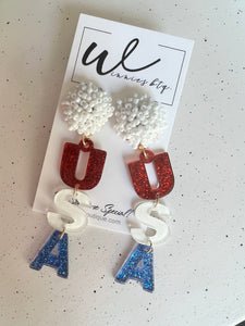 USA Glitter Earrings