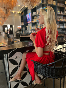 Radiant Red Tie Back Dress