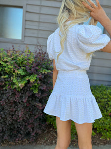 White Jewel & Pearl Skirt