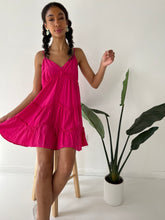 Load image into Gallery viewer, Fuchsia Boho Linen Dress