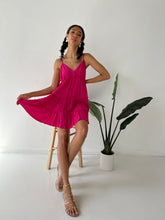 Load image into Gallery viewer, Fuchsia Boho Linen Dress