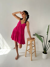 Load image into Gallery viewer, Fuchsia Boho Linen Dress