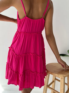 Fuchsia Boho Linen Dress