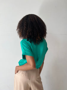 Kelly Green Rolled Sleeve Top