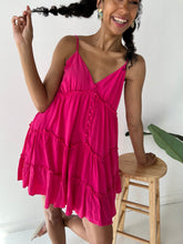Load image into Gallery viewer, Fuchsia Boho Linen Dress