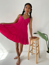 Load image into Gallery viewer, Fuchsia Boho Linen Dress