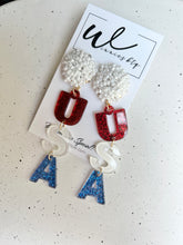 Load image into Gallery viewer, USA Glitter Earrings