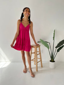 Fuchsia Boho Linen Dress