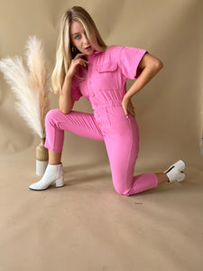 Hot Pink Utility Jumpsuit